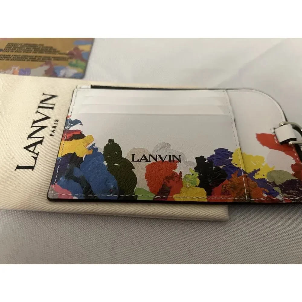 Lanvin x Gallery Dept. Card Holder Lanyard Paint Splattered Logo Wallet $550.00